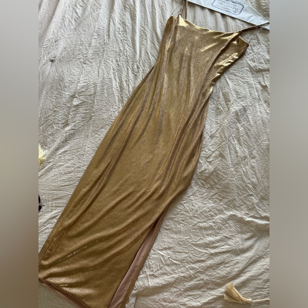 Metallic Gold Midi Dress